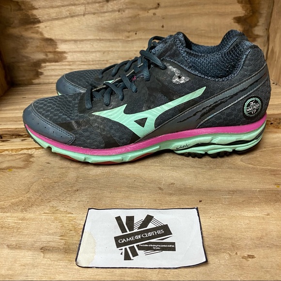 Mizuno wave rider 17 grey green running sneakers - Picture 3 of 8